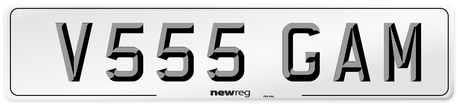 V555 GAM Number Plate from New Reg